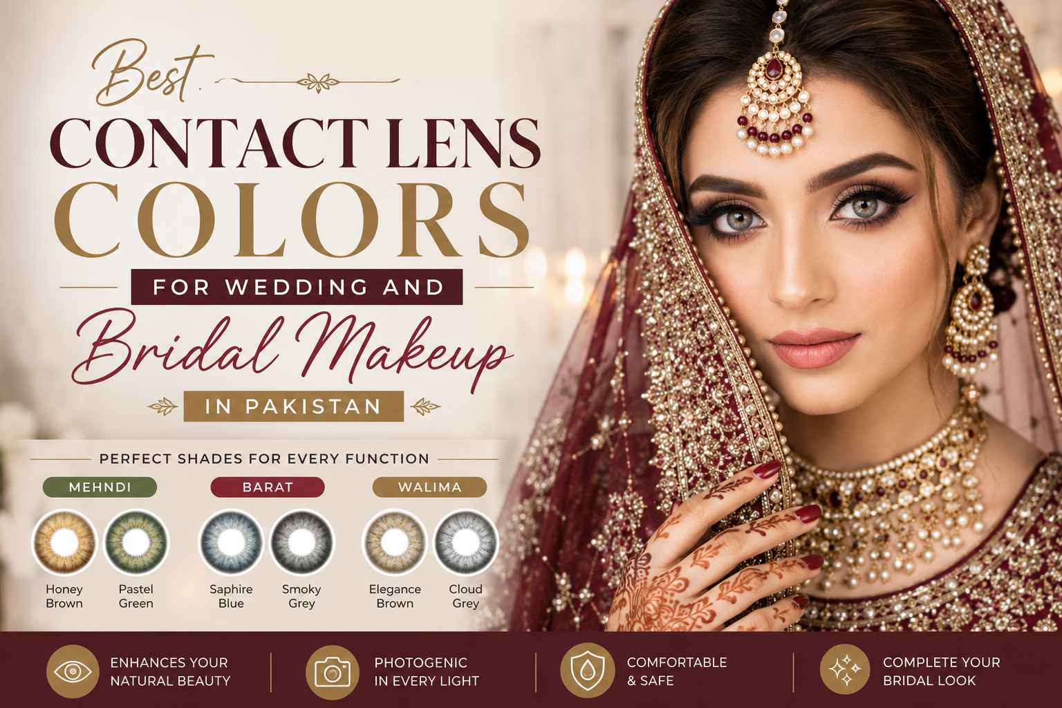 Best Contact Lens Colors for Wedding and Bridal Makeup in Pakistan