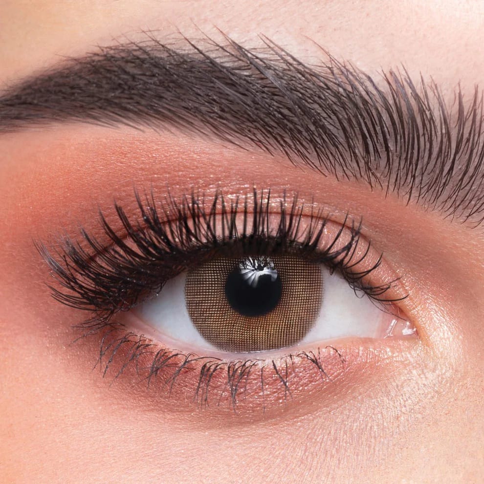 Aura Lens colored contact lenses in Glossy Brown – natural-looking brown lenses with a subtle glossy finish for warm, radiant eyes.