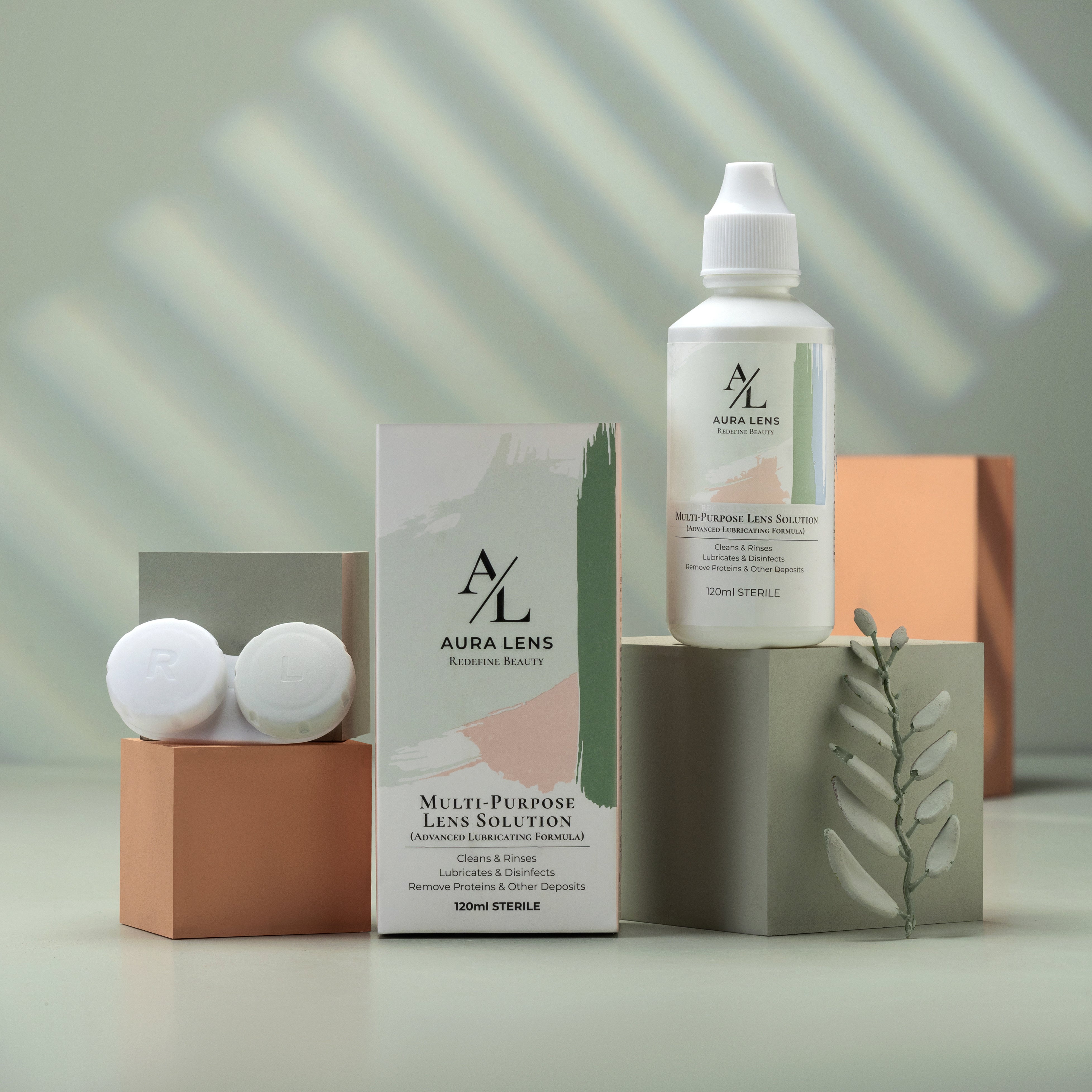 Aura Lens Multi-Purpose Lens Solution bottle – 120ml pack, ideal for cleaning, rinsing, and storing contact lenses