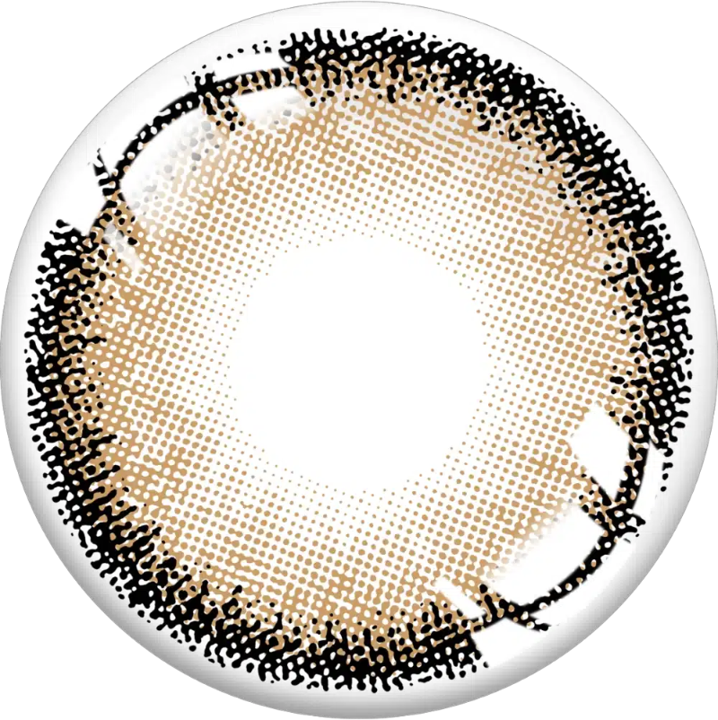 Coco Brown contact lens pattern with warm cocoa-tan center and bold black outer limbal ring | Aura Lens