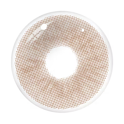 Glossy Brown contact lens pattern with sandy hazel-brown halftone matrix | Aura Lens