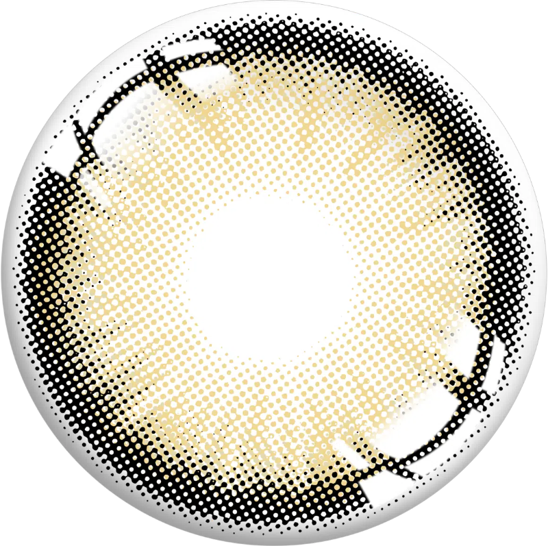 Radiance Brown contact lens pattern with soft beige-brown center and defined dark limbal outer ring | Aura Lens