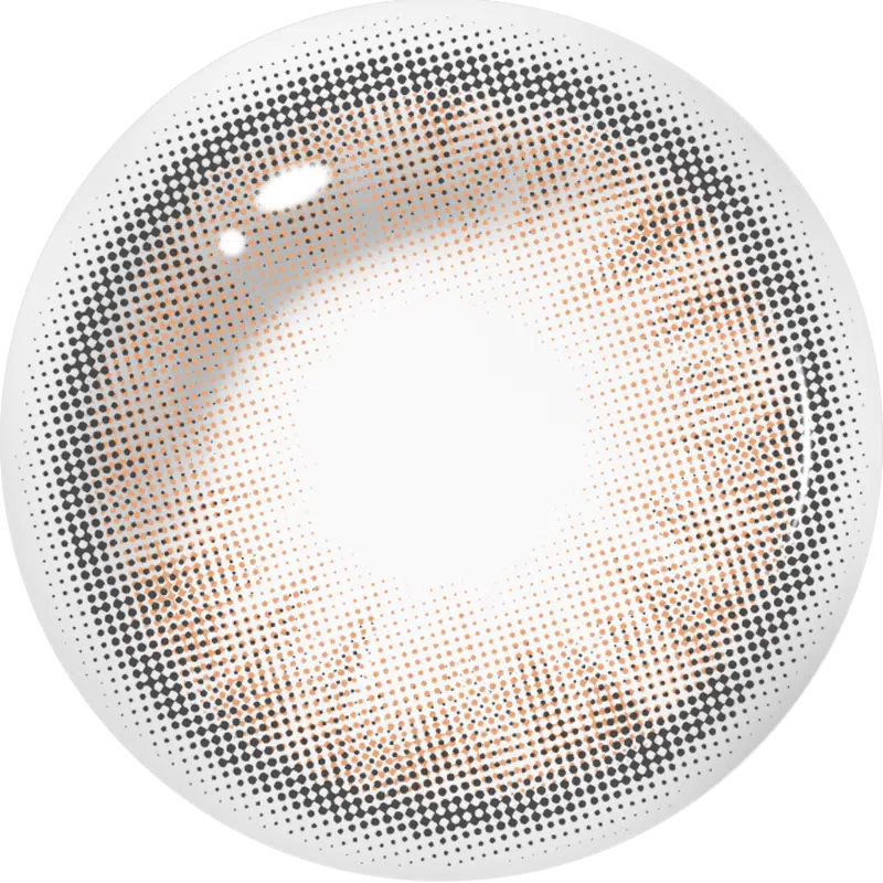 Rock Brown contact lens pattern with dark charcoal outer ring and earthy tan-brown halftone gradient | Aura Lens